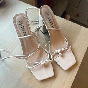 Boohoo White Strappy Heels